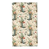 Lyngora Western Cactus Cowboy Boots Print Hand Towels...