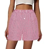Boxer Shorts for Women Gingham Pajama Shorts Y2k...