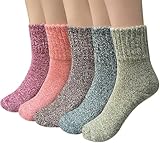 Elyrav 5 Pairs Women'S Wool Socks Winter Warm Socks...