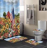 Independence Day 4PCS Shower Curtains Set with Toilet...