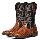 IUV Cowboy Boots For Men Western Caiman Tail Print Wide...