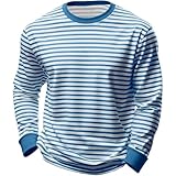 Men's Cotton Striped T-Shirts Casual Long Sleeve Crew...