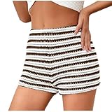 Women's Casual Athletic Shorts Striped Graphic Elastic...