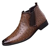 NIUGQXPX Men's Ostrich Print Chelsea Boots, Pointed Toe...