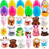 JOYIN 12 Pcs Prefilled Easter Eggs with Plush Toys,...