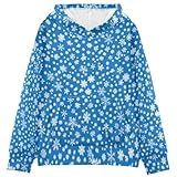 IRYULJX Kids Sweatshirts White Snowflakes Blue Soft...
