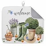 Dish Drying Mat for Kitchen Counter,Summer Green Boots...