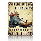 Hiking Vintage Tin Sig When Life Gave You The Mountain,...