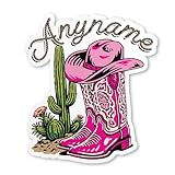 Custom Cowboy Cowgirl Name Sticker Personalized Text...