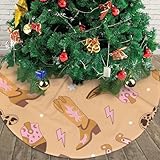 Christmas Tree Skirt Round -Retro Cowgirl Boots Hat...