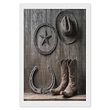 XZDXZD Western Star Horseshoe Cowboy Hat Boots 5D...