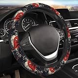 Red Fire Skull Cowboy Boots Print Steering Wheel Cover,...