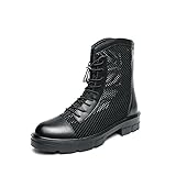 Santimon Men's Lace-Up Combat Boots Leather Breathable...