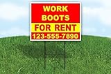 Work Boots For Rent Red Yellow Customizable Yard Sign...