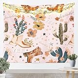 Manfei Cowgirl Tapestry Farmhouse Pink Wall...