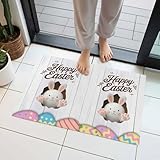 Door Mat, Happy Easter Cute Bunny Front Door Mat...
