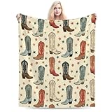Cowboy Boots Stars Throw Blanket All Season Cover Ultra...