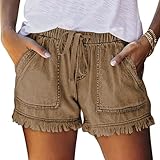 Womens Jean Shorts Lightweight Summer Elastic Waist...
