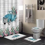 HeQiantmiw Farmhouse 4PCS Shower Curtains Set with...