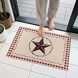 Door Mat, Country Star Red Plaid Front Door Mat Welcome...