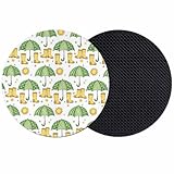 Cute Green Umbrella Coasters Set of 2, Absorbent...