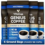 VitaCup Genius Ground Keto Coffee w/Turmeric, MCT Oil,...