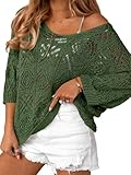 Saodimallsu Womens Crochet Cover Up Top Summer 3/4...