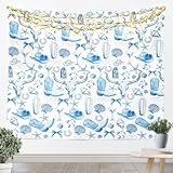 Manfei Cute Cowgirl Tapestry Blue Bow Boots Hats Wall...