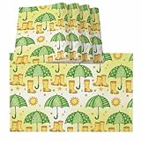 Cute Green Umbrella Placemat Set of 4, Cartoon Rain...