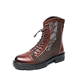 Santimon Men's Lace-Up Combat Boots Leather Breathable...