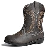 HOMEHOT Boys Girls Western Cowgirl Cowboy Boots Mid...