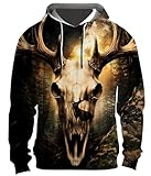 Fashiononly Whitetail Deer Skull Hunting Pullover...