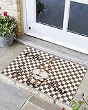 Welcome Doormat Gnome Coffee Beans Non-Slip Door Mats...