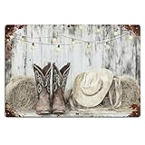 poemwish Western Cowboy Boots and Hat Metal Tin Sign...