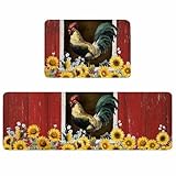 Yaiikkvbaa Chicken Sunflowers Kitchen Rugs and Mats Non...