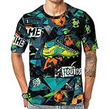 Men Lime Soccer Boot Geometry T-Shirt Summer Short...