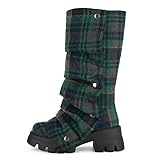 sexytag Plaid Platform Slouchy Mid Calf Fold Over Boots...