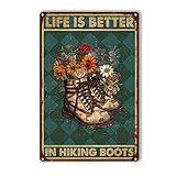 Tin Sign Bar Life is Better in Hiking Boots Metal Sign...