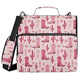 Cowgirl Boots Cactus Pink Binder Bag 3 Ring Binder...