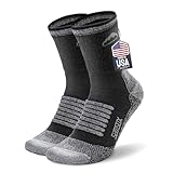 SAMSOX 1-Pair Merino Wool Hiking Socks, Made in USA,...