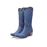 Kekonaca Women's Cowgirl Western Denim Boots Cowboy...