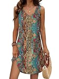 Aokosor Boho Dresses for Women Loose V Neck Sleeveless...