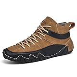 Men's High-Top Leather Boots, Lace-Up Ankle Boots,...