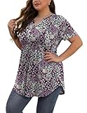 SHIJIALI Women's Plus Size Henley Shirts Summer V Neck...