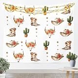 Manfei Western Cowgirl Tapestry Rustic Cow Skull Pink...