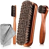4 Pcs Horsehair Shine Shoes Brush Kit Polish Dauber...