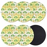 Cute Green Umbrella Coasters Set of 6 Absorbent...