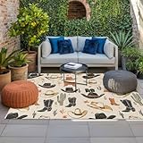 Outdoor Area Rug 5x8ft Washable Patio Rugs, Western...