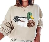 Cute Mallard Duck Sweatshirt for Women, Patchwork...