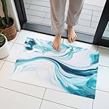 Door Mat, Swirls Flowing Aquamarine Artwork Front Door...